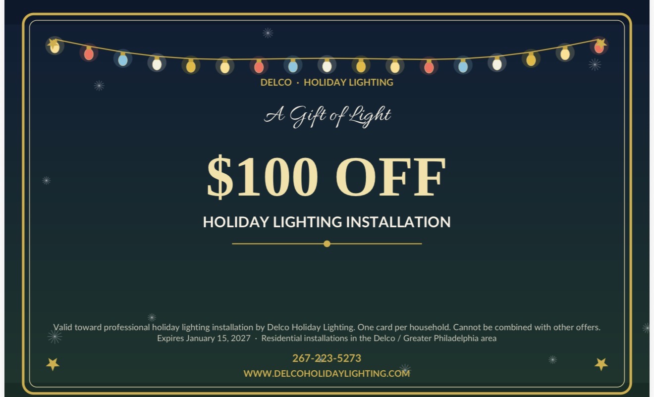 $100 of Holiday lighting installation